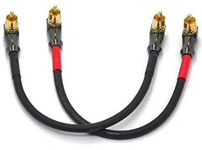 WJSTN-061 90 Degree Right Angle RCA Cable Subwoofer Cable Male-to-Male RCA Audio Cable 2Pack (8in)