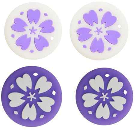 4 Pcs Silicone Joystick Thumb Stick Grip Cover, Analog Controller Gamepad Thumb Stick Grips Thumbsticks Joystick Cap Cover for Nintendo Switch NS Controller Joy-Con, Purple Sakura