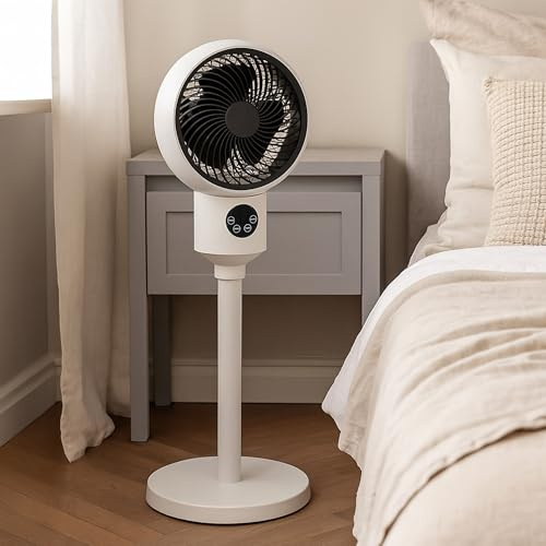 JSH 9 Portable Pedestal Stand Fan | Powerful Cooling Airflow Energy Efficient Quiet Fans | 90° Oscillating, Tilt Angle | 3 Speeds, Timer & Remote Control for Home, Bedroom, Office