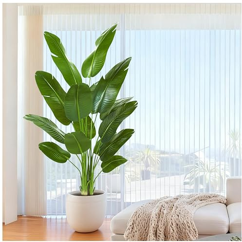 Albero Artificiale 200m Uccello del Paradiso, Pianta Artificiale PE Banano Artificiale, Pianta Finta da Interno, Palma Tropicale Albero Verde Finto con Vaso per la Decorazione della Casa Soggiorno