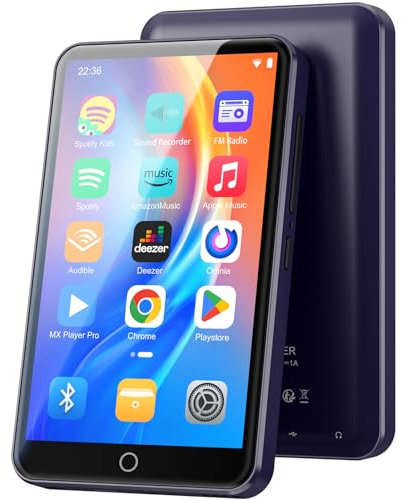 Lecteur MP3 80GB avec WiFi Bluetooth - écran Tactile IPS 4 Pouces, Lecteur de Musique pour Enfants, Lecteur MP4 Android avec Spotify, Audible, Deezer, Play Store Streaming Music Apps (Purple)