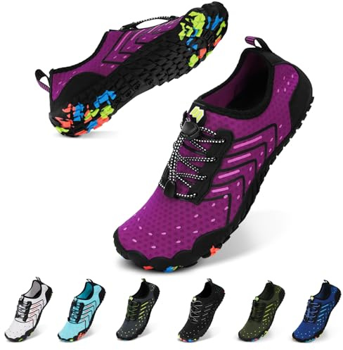 Bigzagger Chaussures Pieds nus pour homme et femme - Séchage rapide - Aquatiques avec large boîte à orteils et semelle Zero-Drop - Chaussures de bain pieds nus - Trail