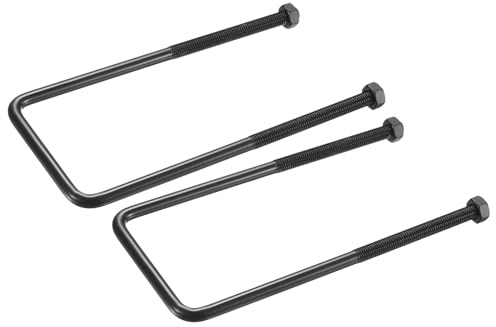sourcing map 2 juegos de pernos en U cuadrados M8, 70 mm, ancho interior de 180 mm de largo, perno de abrazadera en U de acero inoxidable 304 galvanizado con tuercas para automóvil, remolque, sendero