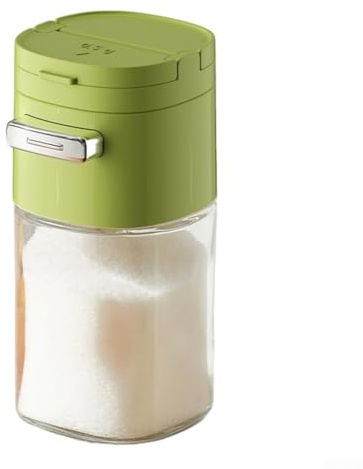 HEBEOT Eating Glass Sugar Dispenser with Accurate 0 5g Portion Control, Airtight Lid to Preserve Freshness and Block, Suitable for Sugar and Powdered Seasonings (Green)