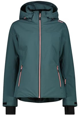 CMP Giacca da sci da donna in twill con cappuccio rimovibile TREK GREEN Feel Warm Flat resistente alle intemperie, traspirante e perfetta per le avventure di pista., TREK GREEN, 36