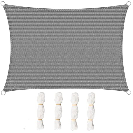 WOLTU Sonnensegel Premium HDPE Wetterbeständig Atmungsaktiv 95% UV Schutz Segeltuch 180 g/m² Sonnenschutz Schattenspender für Balkon Terrasse Garten, mit Befestigungsseilen