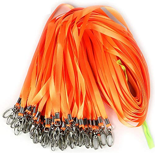 Bird Fiy Orange Lanyards 100Pcs Nylon Bulk Lanyard for Id Badges,Badge Lanyards Swivel Hooks Clips Great for Name Tags Badge (100PCS, Orange)