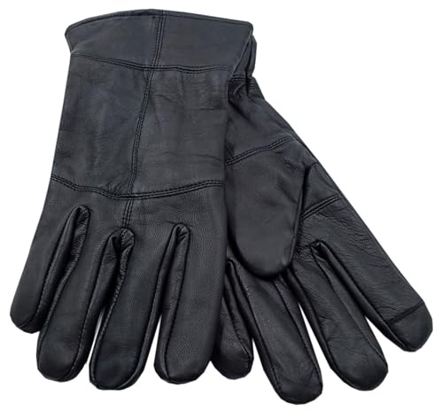 Mens Touchscreen Leather Gloves Thinsulate Lined Thermal Winter Driving Outdoor, Black, M-L