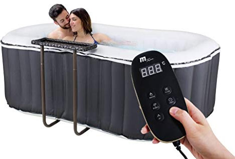 SHATCHI Nest Delight 2 Bagnanti Bubble Spa Portatile Gonfiabile Riscaldamento Rapido Vasca Idromassaggio Ovale, Grigio Carbone