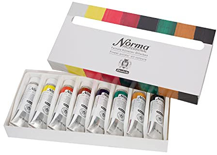 Schmincke - Norma, feinste Künstler-Ölfarben Grundsortiment, 8 x 60 ml, 71 711 097, Kartonset, moderne, umweltbewusst rezeptierte Ölfarbe, Ölmalerei