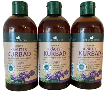 Kräuter Bad Lavendel 3er Set Badezusatz Schaumbad Kurbad mit ätherischen Ölen des Lavendel Herbal Bath Herbamedicus 3 x 500ml