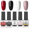 ROSALIND UV Nagellack Set, 4 Farben Gel Schwarz Weiß Rot Mit 2 in 1 Base Coat Top Coat Mini UV/LED Nägel