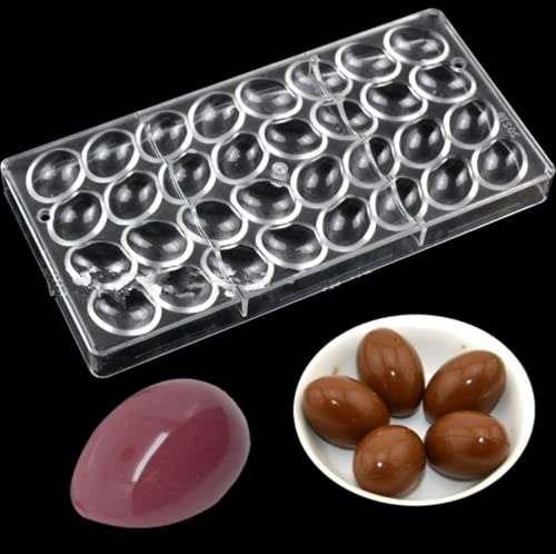 Binwat 32 Grid Chocolate Candy Mold PC Polycarbonate Chocolate Making Mould (Oval Egg Shape)