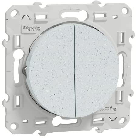 Schneider Electric - Odace, double va-et-vient Blanc Recyclé, connexion rapide, à vis - S510214