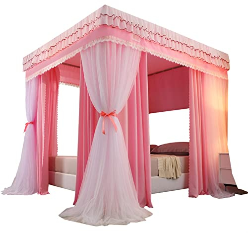 Betthimmel, staubdichtes Moskitonetz, luxuriöser Betthimmel für Schlafzimmerdekoration, rosa Bettvorhang für Mädchenschlafzimmer (Größe: 200 x 220 x 200 cm)