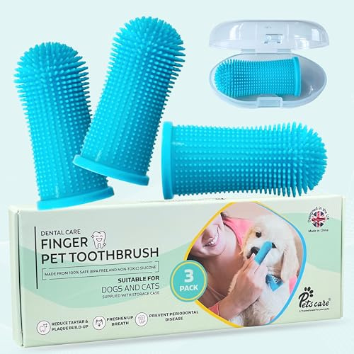 Dog Toothbrush, Dog Finger Toothbrush (Pack of 3) Cat Toothbrush, Puppy Dog Teeth Cleaning Products, Bad Breath, Tartar Removal & Plaque Remover for Dogs use with Dogs Toothpaste & Cat Toothpaste