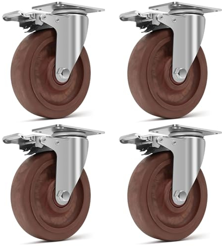 Humagineer 125mm Route per Carrello Resistenti alle alte Temperature, Portata 1000KG, Resistenti a -20°C à +250°C, Ruote per Carichi Pesanti con Freno per Officina di Fonderia e Saldatura,Set di 4