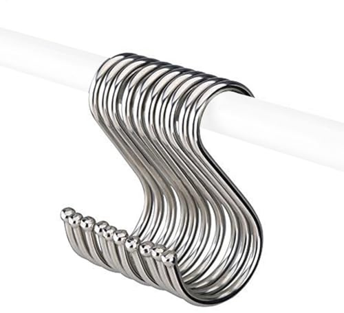DAWCBVJQ 1 set di ganci a S da appendere, 10 ganci a forma di S, 9 cm, ganci da cucina, in acciaio, per guardaroba, ufficio, bagno, camera da letto, attrezzi