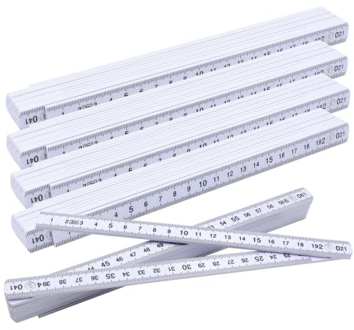 Aoyswuz 5 Pièces Règles Pliable 2M, Mètre Pliant 10 Segments Mesures Précises pour Menuisiers, Chantiers de Construction, Outils