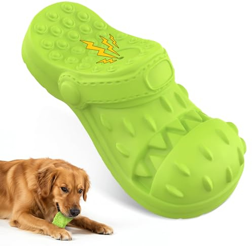 RUXAN Juguetes para Masticar para Perros, Juguetes Chirriantes para Perros, Guguetes Interactivos para Perros, Hechos de Caucho Natural, Suaves para los Dientes - Verde