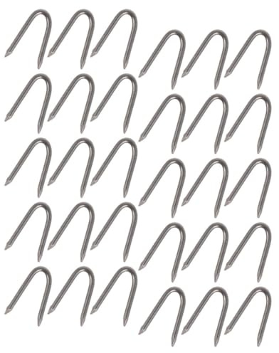 DIKACA Piquets en Métal de U 140 Pcs, Clous Multifonctions pour Clôtures, Agrafes Résistantes en Fer pour Fixation Grillage, Jardin et Bordures, Accessoires Outillage Jardin