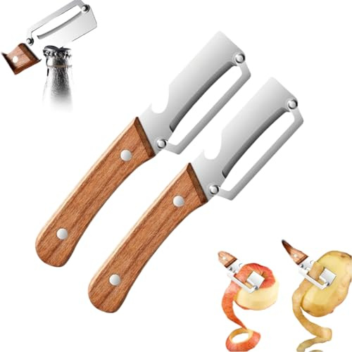 2Pack, Multifunctional Vegetable Peeler with Extra-Sharp Stainless Steel Blade, 2-in-1 Single-Blade Peeler for Potatoes, Fruits, and Vegetables