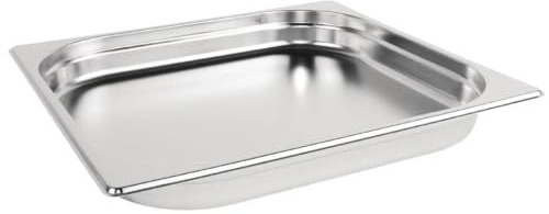 Vogue K810 Stainless Steel 2/3 Gastronorm Pan 3.5Ltr/40mm Deep Food Container, Silver