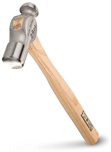 ESTWING Sure Strike Ball Peen Hammer - 24 oz Metalworking Tool with Forged Steel Head & Hickory Wood Handle - MRW24BP