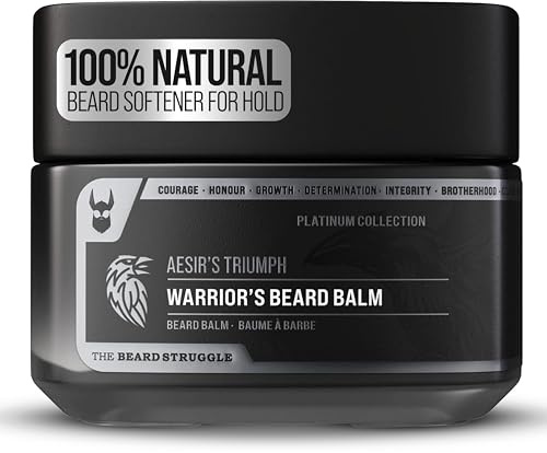 The Beard Struggle Warrior’s Beard Balm - Platinum Collection, Aesir's Triumph - Non-Greasy Low-Hold Formula, Luxurious Cologne-Grade Fragrances 100% Natural and Plant-Based Ingredients - 50g