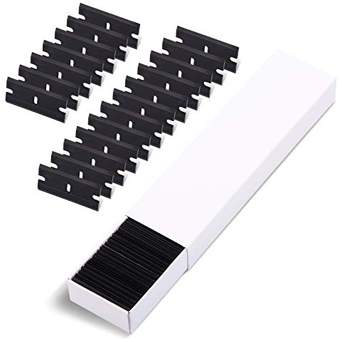 EHDIS 100 Stück Kunststoff klingen, Schaber klingen 1,5 Zoll, Ersatzklinge für Kunststoff Schaber, Ceranfeldschaber, Schwarz