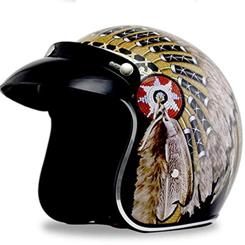 Demi-Casque Jet, Casques Moto Harley Casque Face Ouverte Vintage Casque Mobylette Bols avec Visière, pour Scooter Chopper Cruiser Racing Mofa Pilote Vespa, ECE Homologué