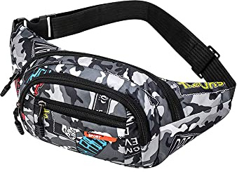 Gürteltasche,Camo Wasserdicht Bauchtasche Camouflage Hüfttasche Nylon Geldgürtel für Männer Kinder Jungen Laufen Wandern Reisen Sport 13,65 * 4,68 Zoll