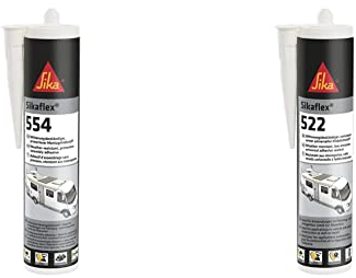 Sika - Sikaflex-554, vielseitig einsetzbarer, witterungsbeständiger, primerloser Montageklebstoff, 300 ml, weiß & Sikaflex-522 witterungsbeständiger, UV-stabiler, haftstarker Dichtstoff, 300ml, weiß
