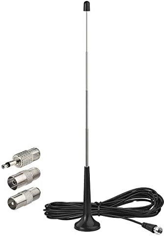 Antena de radio FM telescópica para interiores con base magnética, 3 adaptadores