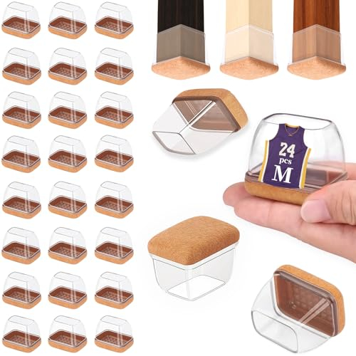 Stuhlbeinkappen rechteckige, Bodenschoner für Stühle, Schutzkappen für Stuhlbeine mit Filz,Silikon Stuhlbeinschoner Zum Schutz von Böden, für Bett, Stuhl, Möbelbeinschoner für Hartholzböden.