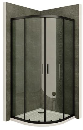 Mampara de Ducha Ella | 90x90x190cm | Puertas correderas | Ajuste 87,5-89,5 x 87,5-89,5cm | Perfiles negros, Cristal transparente de 6mm - Moments of Glass