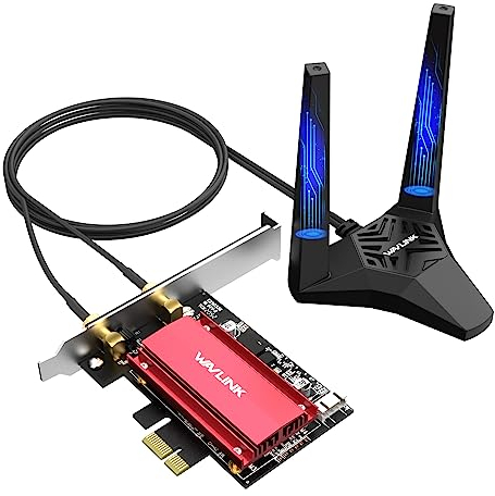 WAVLINK 2025 Nueva Tarjeta de Red WiFi 6E AX5400M PCIe, Adaptador inalámbrico tribanda AX210 con Bluetooth 5.3, MU-MIMO, WPA3, OFDMA, disipador térmico avanzado, para PC con Windows 11/10