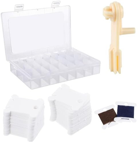 Stickgarn Spulen,Stickerei Zahnseide Organizer,Kreuzstich Garnkarte 100PC Hartplastik Zahnseide Karten mit Aufbewahrungsbox und Floss Winder für DIY Basteln Nähen Aufbewahrung Zubehör