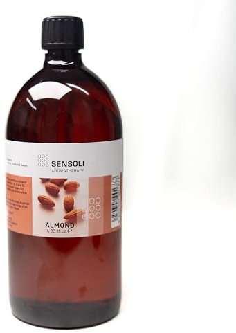 SENSOLI Sweet Almond Oil 1L - 100% Pure Carrier Oil - Natural Oil for Skin, Hair, Massage & DIY Cosmetics