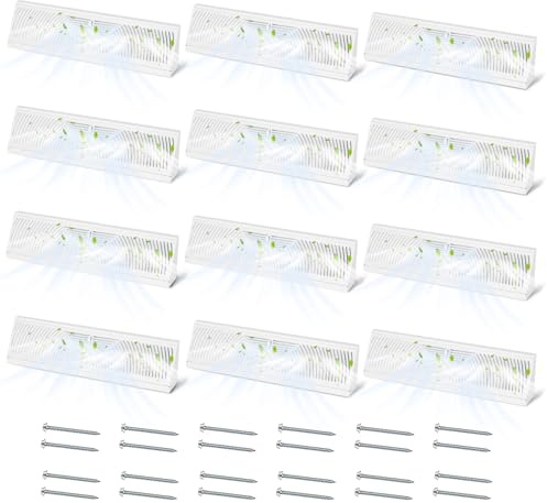 Aremae 12 Pack Baseboard Register Vent 18 Inch - RoundFlow Design for Maximum Air Flow - Smooth-Glide Air Adjust Lever - Heavy Duty Rust-Proof Steel - Tool-Free Easy Installation
