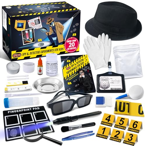UNGLINGA Detektiv Spielzeug Set für Kinder, Detektiv-Experimente Fingerabdrücke Mitbringexperiment, Rollenspiel, Mitbringsel, Geburtstagsgeschenk , Spionagebrille Spionagemittel Spielzeug Spionage Kit