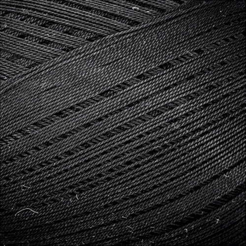#10 Premium Mercerised Egyptian Cotton Crochet Thread - 3 Ply Pearl-Effect Finish - Soft, Strong & Lustrous - 100g - Daisy Crochet Cotton 200 Black