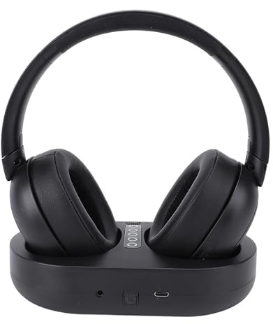 GOWENIC Kabelloser TV-Kopfhörer, 2,4 G Bluetooth 5.3, Verlängerte Akkulaufzeit, mit Optischen und AUX-3,5-mm-Schnittstellen, für Senioren, ältere Eltern (EU-Stecker)