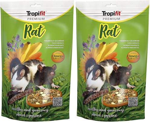Rat 500g - Alimento Completo para Ratas con plátano Dulce, pasas y Zanahorias (Paquete de 2)