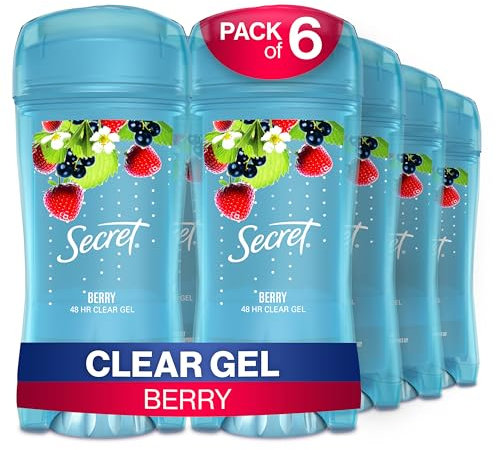 Secret Fresh Antiperspirant Deodorant for Women, 72hr Breathable Sweat & Odor Protection, Instant Freshness & Gentle, PH Balancing Minerals, Clear Gel, Refreshing Berry Scent, 2.6 oz (Pack of 6)