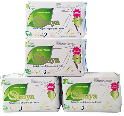 SHUYA Natural Cotton Panty Liners for Women Without Wings, Negative ion Pads, Chlorine Free, Herbal Scented, Length 155mm-120Count(Pack of 4)