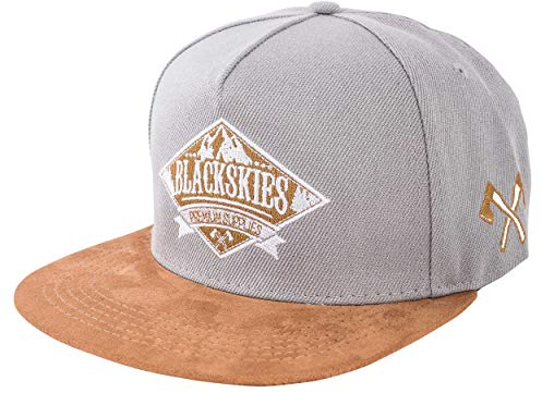 Blackskies® Lumberjack Snapback Cap | Damen Herren Baseball Mütze Grau Kappe Skater Holzfäller Axt Kunst-Wildleder