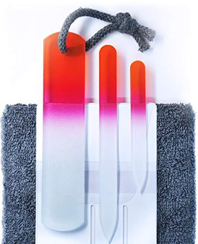 Juego de Limas de Cristal Checo para Uñas – Lima de Callos, Doble Superficie de Granos Diferentes, Manicura y Pedicura, Cuidado de las Uñas y Nail Art Profesional, Calidad de la UE