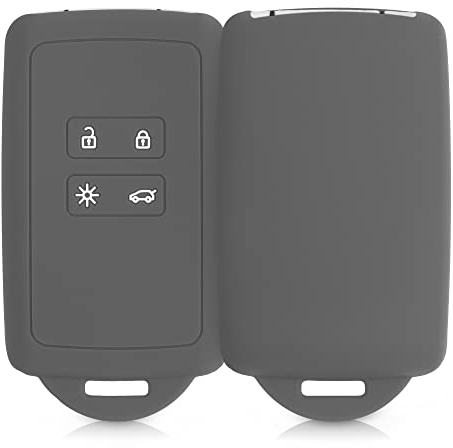 kwmobile Autoschlüssel Hülle kompatibel mit Renault 4-Tasten Smartkey Autoschlüssel (nur Keyless Go) - Silikon Schutzhülle Schlüsselhülle Cover in Dunkelgrau