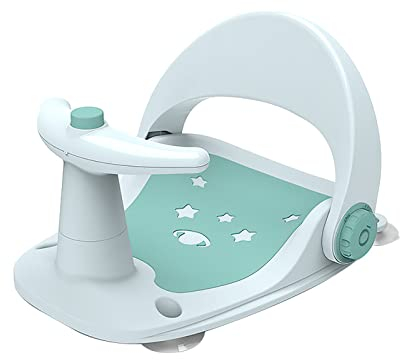 Seggiolino Doccia Bimbo, Seggiolino Bagnetto con Seduta in Gomma Antiscivolo per il Bagnetto del Neonato, Antiscivolo con Braccioli e Schienale alto per Bambini da 6 a 18 Mesi, Sopporta fino a 13 kg